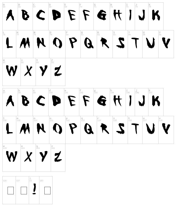 Bleeding Trough font map